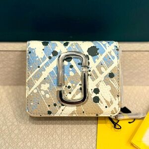 NEW Marc Jacobs Snapshot Splatter Paint Leather Wallet Card Holder